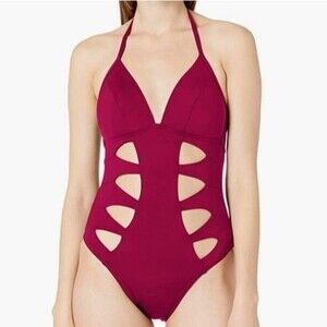 Kenneth Cole Cutout Halter Plunging Neckline One-Piece Swimsuit